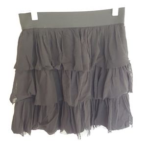 Express Black Tier Mesh Mini Skirt